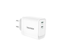 VulTech CC45-2C Caricatore Universale Smartphone Tablet 45W GaN 2x USB-C/Type-C PD3.0 QC3.0 PPS bianco - dimensioni compatte