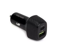 Vultech Caricatore Auto CA-3QP 45W, 2 Porte: USB Quick Charge 3.0 (18W) e Type-C Power Delivery (27W) ultraveloce. Caricabatterie Compatibile con iPhone, iPad, Galaxy S23 Ultra e Altri Smartphone