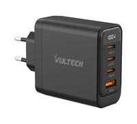 VulTech Caricatore USB C Multiplo 100W GaN, 3 USB-C + USB, PD3.0 PPS QC3.0, Caricatore Rapido per Notebook e MacBook, iPhone 16/15/14, Samsung Galaxy, Tablet, 4 Porte Nero