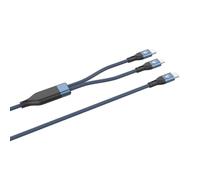 VULTECH CAVO USB TYPE-C A 2 TYPE-C/LIGHTNING IN NYLON 1.2MT 100W (CS-NCCL12BL) NERO**PUOI PAGARE ANCHE ALLA CONSEGNA!!!**