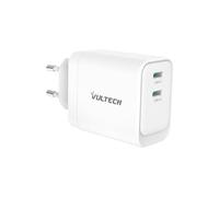 VulTech CC45-2C Caricatore Universale Smartphone Tablet 45W GaN 2x USB-C/Type-C PD3.0 QC3.0 PPS bianco - dimensioni compatte