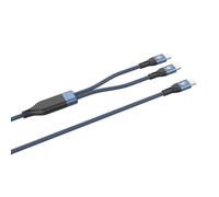 VulTech Cavo Smartphone CS-NCCC12BL in Nylon Type-C to 2 Type-C blu 1,2m 5.0A 100W - PD 5A QC 3.0 - MacBook Pro/Air, iPhone 15 / Pro/Pro Max, Samsung S22 Ultra, iPad Pro/Air Mini