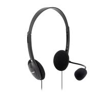 VulTech Cuffie Headset On Ear HS-01 jack 3,5mm da 1.8m con Microfono su archetto regolabile per PC con controller volume e muto, ufficio, Computer, Portatile, Laptop, Macbook, Meet, Zoom