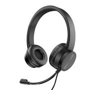 VulTech Cuffie Headset On Ear HS-03 USB nere con Microfono su archetto regolabile per PC con controller volume e muto, per ufficio, Computer, Portatile, Laptop, Macbook, Teams, Skype, Zoom