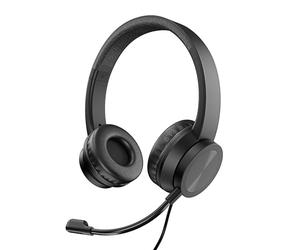 VulTech HS-03 Cuffie On-Ear USB Nero con Microfono con archetto regolabile con controller volume e muto, per PC, ufficio, Computer, Portatile, Laptop, Macbook, Teams, Meet, Zoom - Headset