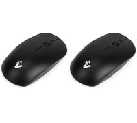 VulTech MW-08 Mouse Wireless Ottico 1600 DPI Senza Fili, 2.4GHz con batteria interna ricaricabile, click silenzioso, ambidestro, per Notebook/PC/Laptop/MacBook, Nero (Confezione da 2)