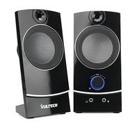 VulTech SP-330 Speaker USB 2.0 per PC e Notebook, 3W RMS, Audio Stereo Cristallino driver metallici da 2,25”, Controllo Volume e Uscita Cuffie, Jack 3,5 mm, Alimentazione USB