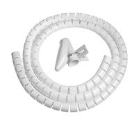 VulTech Spirale Avvolgi Cavo Flessibile 1,5 m, Guaina Protettiva Raccogli Cavi con Fermaglio Guidafilo per Organizzare Cavi di PC, TV, Home Theatre - Biancp (∅0.98)