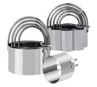 Vunanvu 10 Pezzi Coppapasta Tondo e Fiore Formine per Biscotti con Manico Altezza 4cm Stampi Biscotti in Acciaio Inossidabile Coppa Pasta Professionali per Torte Biscotti Dessert e DIY