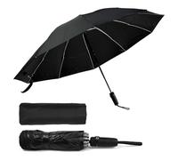 Vunanvu Ombrello Pieghevole Automatico Grande Ombrelli Antivento Robusto Inverso con 10 Stecche Ombrello Automatico da Viaggio Nero Ombrelli Portatile Antivento Compatto in Tessuto 210T per Uomo Donna