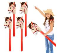 Vunanvu - Set di 4 cavalli gonfiabili per bambini, per hobby, cavallo, cavallo, decorazione gonfiabile, cavallo, testa di cavallo, cavallo in legno, da giardino