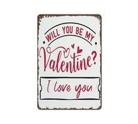 Vuoi essere il mio San Valentino? Design d'amore, cartello in metallo vintage, decorazioni per San Valentino, cartello per porta, divertente, novità, rustico, fattoria, giardino, a 8x12 pollici
