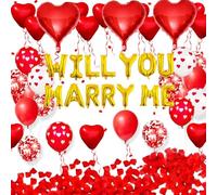 Vuoi sposarmi Decorazioni Kit Matrimonio Proposta Decorazioni Idee Idee 1000pcs Petali di Rosa Rosso Vuoi sposarmi Banner Cuore Palloncini per San Valentino Matrimonio Festa Decorazioni
