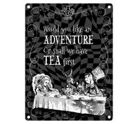 Vuoi You Come Un Avventura Alice IN Meravigliosa Insegna Grande IN Metallo (Col)