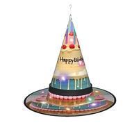 Vuoongt Happy Birthday Big Cake Print Halloween Cappello versatile e leggero accessorio per costume pieghevole a punta