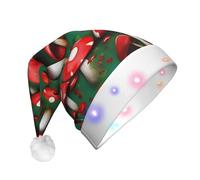 Vuoongt Red Cap Funghi Stampa Led Shine Cappello di Natale Per Adulti Decorazione di Natale Capodanno Festa Forniture