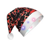 Vuoongt Red Leopard Pattern Print Led Shine Cappello di Natale Per Adulti Decorazione di Natale Capodanno Festa Forniture