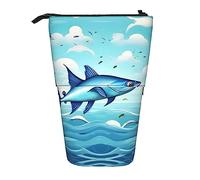 Vuoongt Stand Upflying - Astuccio telescopico con stampa di pesce negli oceani, per articoli di cancelleria e trucchi, colore nero, taglia unica, Nero , Taglia unica