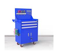 Vuoto Cassetta portautensili con ruote, armadietto portautensili con 5 cassetti, grande cassetta portautensili in metallo con serratura, carrello portautensili su ruote Multifunzione(Blue)