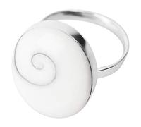 Vurmashop Anello in argento Sterling 925 occhio di Shiva - Pietra Santa Lucia - Donna Bianco Grande - Gioielli Boho Mediterranea Hippie - Fatto a mano - 100% Naturale