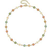 Vurotry Collana a margherita da donna graziosa collana girocollo floreale colorata collane floreali alla moda catena margherita bianca delicata margherite accessori per gioielli, adjustable, Metallo