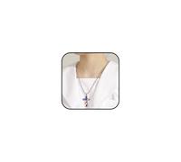Vurotry Collana con bandiera americana, ciondolo a croce patriottica, collana con croce patriottica, cristianesimo, collana per uomini e donne gioielli, 23.6 IN, Metallo, Nessuna pietra preziosa