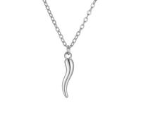 Vurotry Collana con corno italiano da donna, collana con ciondolo in corno italiano, squisita e bella collana con corna italiane, amuleto fortunato, collana con cornicello, 17.8 IN+2 IN, Metallo