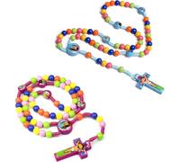 VURYAPI 2 Pezzi Rosario con perline colorate, rosario per imparare a pregare, per bambini, con sacchetto regalo in velluto, regalo per Pasqua e battesimo cattolico