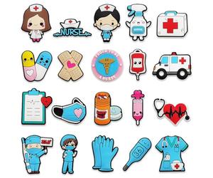 VURYAPI 20 Pezzi Ciondoli per scarpe per zoccoli, decorativi per scarpe, per ragazze, donne, ragazzi, adulti, regalo, per Infermieri, medicinali, amuleti, accessori per scarpe per gli assistiti