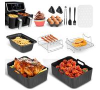 Vusddy Set di 12 friggitrici ad aria calda Dual Zone per Ninja Foodi Max AF300EU/AF400EU/AF500EU, doppia camera Airfryer XL, accessori per Innsky, Princess, Tiastar, Devology, Emerio 7,6-10,4L