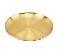 Vusddy Vassoio dorato, rotondo, in acciaio inox, con display in metallo, per candele, gioielli, trucco, set da tè, vasi, tavolo d'ingresso decorativo (20 cm)