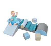 vutizal Blocchi morbidi in schiuma per motorie, 9 pezzi, con vasca per palloni, scivolo per piscina, per interni, impermeabili, a partire da 1 anno per bambini, EN71