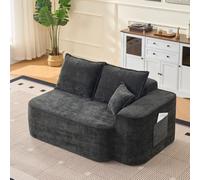 vutizal Boneless Divano 2 posti Loveseat Mini divano piccolo senza montaggio con tasche laterali, divano compresso per soggiorno camera degli ospiti, nero