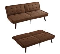 vutizal Divano letto divano letto 2 posti con funzione sleep divano letto regolabile come futon divano letto per piccoli spazi soggiorno letto ospiti 146 cm, marrone