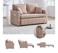 vutizal Divano letto, divano letto a 2 posti, pieghevole, con funzione sleep, porta bicchiere USB, tasca laterale, in ciniglia, mini divano per piccoli ambienti, appartamento, 139 x 83 x 58 cm, colore