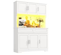 vutizal Mobile da cucina compatto bianco con piano di lavoro ergonomico, app LED suggestiva, controllo musicale e vocale, ripiani regolabili, 108 x 180 cm