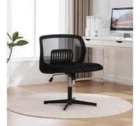 vutizal Poltrona da lettura senza bracciolo come sedia da ufficio, con funzione basculante, regolabile in altezza, girevole a 360°, ampia seduta ergonomica, colore nero