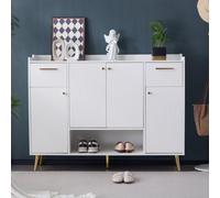 vutizal Scarpiera da corridoio, armadietto per scarpe, grande, bianco, con cassetto e porte, chiusa con gambe alte e antiribaltamento, porta scarpe