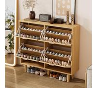 vutizal Scarpiera stretta con rattan e ventilazione, stile country, scarpiera chiusa con ripiani regolabili, profondità solo 25 cm, salvaspazio per corridoio e piccolo appartamento, rovere bianco (100