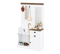 vutizal Set appendiabiti con specchio, scarpiera, gancio, cassetto e portaombrelli, bianco, 110,5 x 38 x 191 cm, guardaroba per corridoi stretti e ingresso