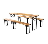 vutizal Set di tavoli da birra, mobili da giardino pieghevoli, mobili da terrazza, 3 secondi, tavolo pieghevole in legno con 2 panche, 12 cm, capacità di carico 200 kg