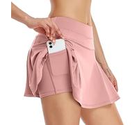VUTRU Gonne da Tennis da Donna, a Vita Alta, da Tennis, con Tasche, per Sport, da Golf, con Pantaloni Interni, Rosa Chiaro, L