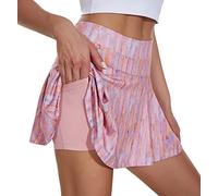 VUTRU Gonne da Tennis da Donna Gonna da Tennis a Vita Alta con Tasche Gonne da Corsa Gonna Sportiva da Golf con Pantaloni Interni Rosa L