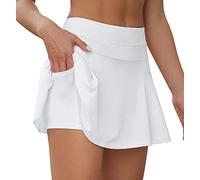 VUTRU Gonne da Tennis da Donna Gonna da Tennis a Vita Alta con Tasche Gonne da Corsa Gonna Sportiva da Golf con Pantaloni Interni Bianco L