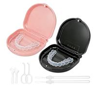 VUTYNKO Scatola per parentesi graffe, scatola con cinturino in silicone e fori di ventilazione, custodia portatile con strumenti di prelievo e spazzola per viaggi e uso quotidiano