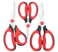 Vutyvve Forbici da cucina, lame affilate in acciaio inox, impugnature morbide, set di forbici multiuso resistenti, set da 3 pezzi, colore: rosso/nero