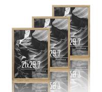 VUVUZULA Cornice portafoto in legno A4, formato A4, 21 x 30 cm, in legno di quercia, set da 3 cornici in MDF, DIN A4, per certificati, natura