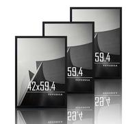 VUVUZULA Cornice portafoto in legno MDF A2, colore nero, formato A2, set da 3 pezzi
