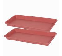 VUWEZ Confezione da 2 sottovasi rettangolari in plastica da 40,6 cm, per interni ed esterni, vassoio antigoccia per vasi da fiori, vassoi per piante da davanzale (18 x 40 cm, terracotta)