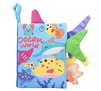 Vuxava Libro Sensoriale Neonato 0-12 Mesi - 2 Pezzi Stoffa Morbida con Animali della Giungla Tropicale e Marini - Giocattolo Montessori - Regalo Battesimo Bimbo Bimba